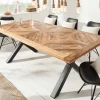 Massiver Esstisch INFINITY HOME 160cm natur schwarz Mangoholz Industrial Design X-Gestell