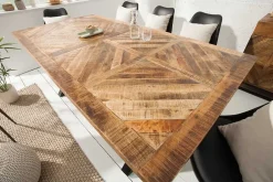 Massiver Esstisch INFINITY HOME 160cm natur schwarz Mangoholz Industrial Design X-Gestell