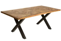 Massiver Esstisch INFINITY HOME 160cm natur schwarz Mangoholz Industrial Design X-Gestell