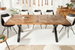 Massiver Esstisch INFINITY HOME 200cm natur schwarz Mangoholz Industrial Design X-Gestell