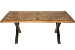 Massiver Esstisch INFINITY HOME 200cm natur schwarz Mangoholz Industrial Design X-Gestell