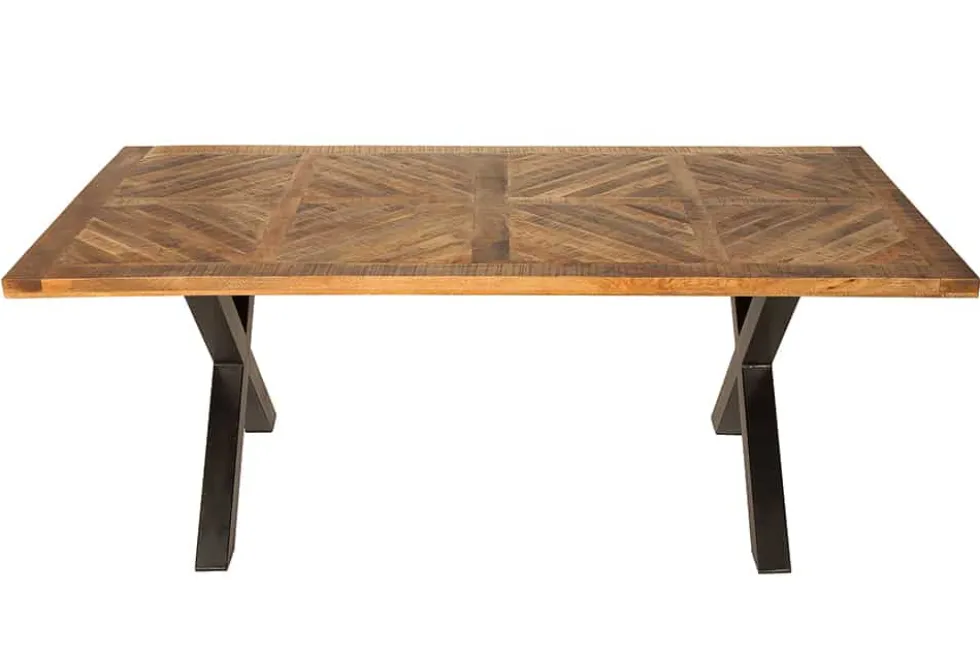 Massiver Esstisch INFINITY HOME 200cm natur schwarz Mangoholz Industrial Design X-Gestell
