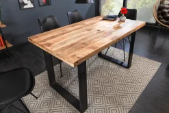 Massiver Esstisch IRON CRAFT 120cm Mangoholz schwarzes Eisengestell Kufe Industrial Design