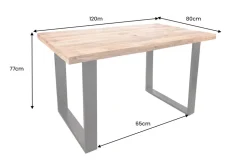 Massiver Esstisch IRON CRAFT 120cm Mangoholz schwarzes Eisengestell Kufe Industrial Design
