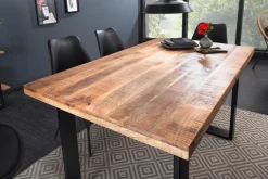 Massiver Esstisch IRON CRAFT 120cm Mangoholz schwarzes Eisengestell Kufe Industrial Design