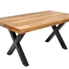 Massiver Esstisch IRON CRAFT 140cm Mangoholz schwarz Metall Industrial Design