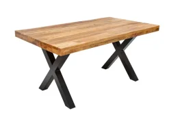 Massiver Esstisch IRON CRAFT 140cm Mangoholz schwarz Metall Industrial Design