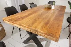 Massiver Esstisch IRON CRAFT 160cm natur Mangoholz Industrial Design schwarz Metall