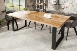 Massiver Esstisch IRON CRAFT 180cm natur Mangoholz Eisen Kufengestell Industrial Design