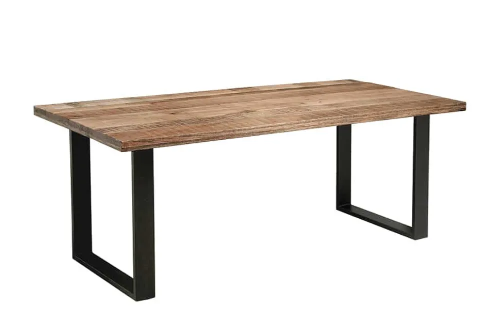 Massiver Esstisch IRON CRAFT 180cm natur Mangoholz Eisen Kufengestell Industrial Design