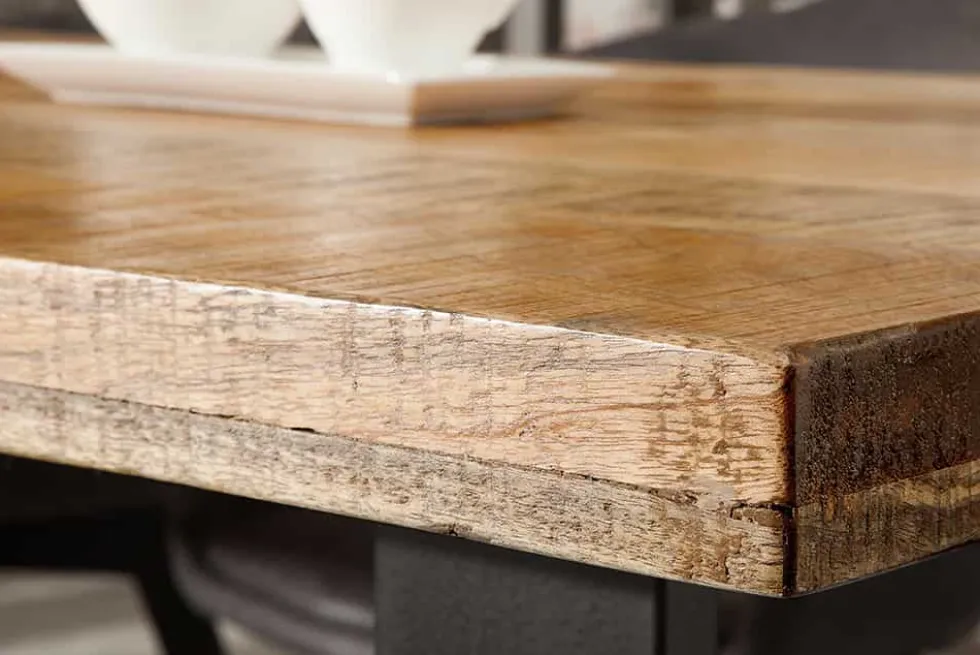 Massiver Esstisch IRON CRAFT 180cm natur Mangoholz Eisen Kufengestell Industrial Design