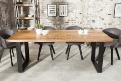 Massiver Esstisch IRON CRAFT 200cm natur Mangoholz Eisen Kufengestell Industrial Design