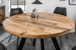 Massiver Esstisch IRON CRAFT 120cm rund natur Mangoholz