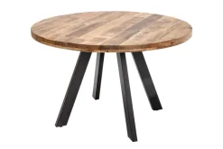 Massiver Esstisch IRON CRAFT 120cm rund natur Mangoholz