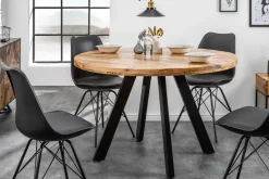 Massiver Esstisch IRON CRAFT 120cm rund natur Mangoholz