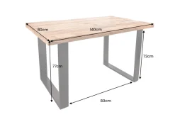 Massiver Esstisch IRON CRAFT 140cm Mangoholz schwarzes Eisengestell Kufe Industrial Design