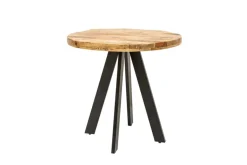 Massiver Esstisch IRON CRAFT 100cm rund natur Mangoholz schwarzes Metallgestell