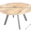 Massiver Esstisch IRON CRAFT 140cm natur rund Mangoholz Metall Industrial Design