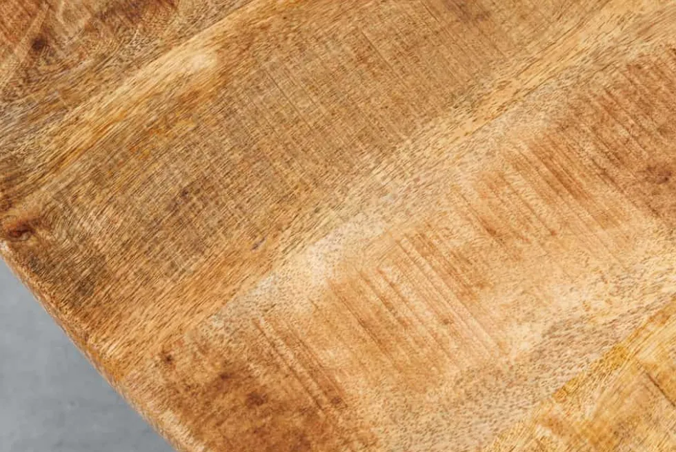 Massiver Esstisch IRON CRAFT 140cm natur rund Mangoholz Metall Industrial Design