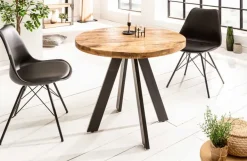 Massiver Esstisch IRON CRAFT 80cm rund natur Mangoholz