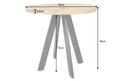 Massiver Esstisch IRON CRAFT 80cm rund natur Mangoholz