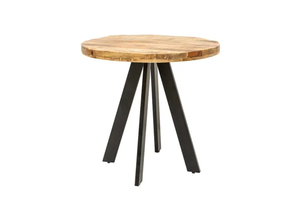 Massiver Esstisch IRON CRAFT 80cm rund natur Mangoholz