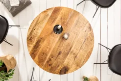 Massiver Esstisch IRON CRAFT 80cm rund natur Mangoholz