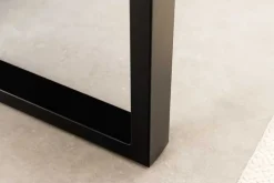Massiver Esstisch LIQUID 160cm braun Akazienholz Baumkante schwarz Eisen blau