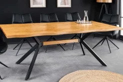Massiver Esstisch LOFT 200cm natur Eichenholz schwarzes Eisengestell Industrial