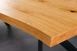 Massiver Esstisch LOFT 200cm natur Eichenholz schwarzes Eisengestell Industrial