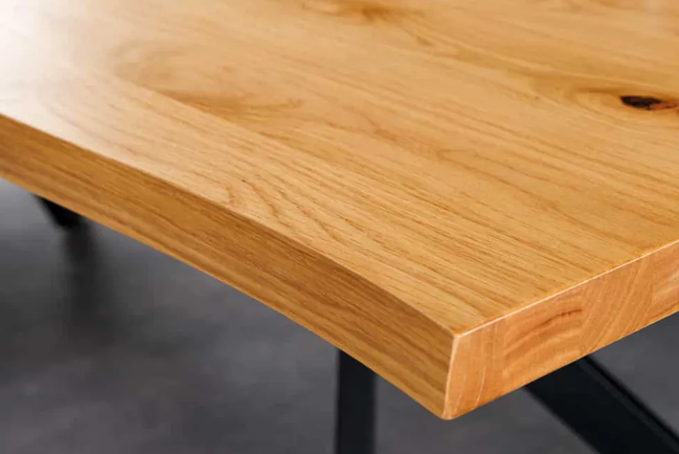 Massiver Esstisch LOFT 200cm natur Eichenholz schwarzes Eisengestell Industrial