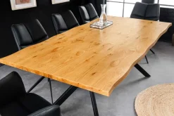 Massiver Esstisch LOFT 200cm natur Eichenholz schwarzes Eisengestell Industrial
