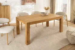 Massiver Esstisch MAKASSAR 160cm natur Mangoholz cream finish lackiert rechteckig
