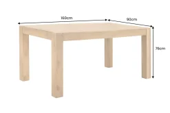 Massiver Esstisch MAKASSAR 160cm natur Mangoholz cream finish lackiert rechteckig