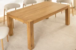 Massiver Esstisch MAKASSAR 160cm natur Mangoholz cream finish lackiert rechteckig