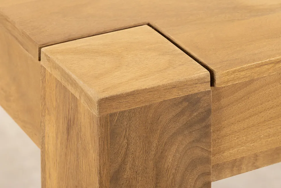 Massiver Esstisch MAKASSAR 160cm natur Mangoholz cream finish lackiert rechteckig