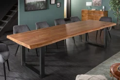 Massiver Esstisch MAMMUT 300cm braun honey finish Akazie schwarz Baumkante
