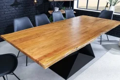 Massiver Esstisch MAMMUT BALANCE 200cm natur braun Akazie schwarz Baumkante