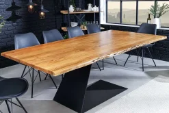 Massiver Esstisch MAMMUT BALANCE 200cm natur braun Akazie schwarz Baumkante