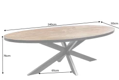 Massiver Esstisch MOUNTAIN SOUL 240cm rötlich grün schwarz oval Naturstein Eisen