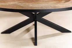 Massiver Esstisch MOUNTAIN SOUL 240cm rötlich grün schwarz oval Naturstein Eisen