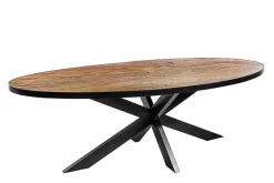 Massiver Esstisch MOUNTAIN SOUL 240cm rötlich grün schwarz oval Naturstein Eisen