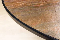Massiver Esstisch MOUNTAIN SOUL 240cm rötlich grün schwarz oval Naturstein Eisen