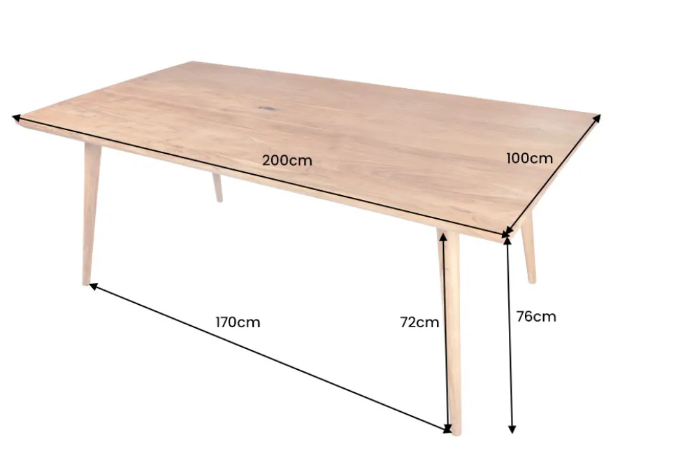 Massiver Esstisch MYSTIC LIVING 200cm Akazie natur Massivholz