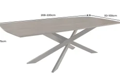 Massiver Esstisch SIGNUM 220cm dunkelbraun Mangoholz Bootsform Sterngestell