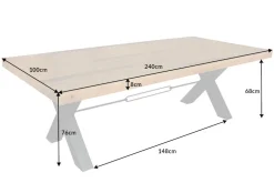 Massiver Esstisch THOR 240cm natur recyceltes Pinienholz Industrial Design