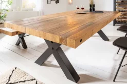 Massiver Esstisch THOR 240cm natur recyceltes Pinienholz Industrial Design