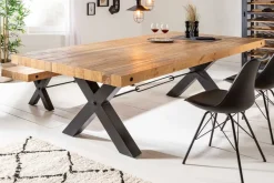 Massiver Esstisch THOR 240cm natur recyceltes Pinienholz Industrial Design
