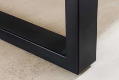Massiver Esstisch WILD OAK 160cm natur schwarz Wildeiche Baumkante Metall U-Gestell