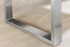 Massiver Esstisch WILD OAK 160cm natur silber Wildeiche Baumkante Edelstahl U-Gestell
